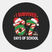 I Survived 67 Days Of School Funny Gen Christmas Runder Aufkleber (Vorderseite)