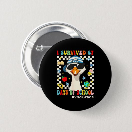 I Survived 67 Days Of School Funny Goose Boys 2nd Button (Vorne & Hinten)
