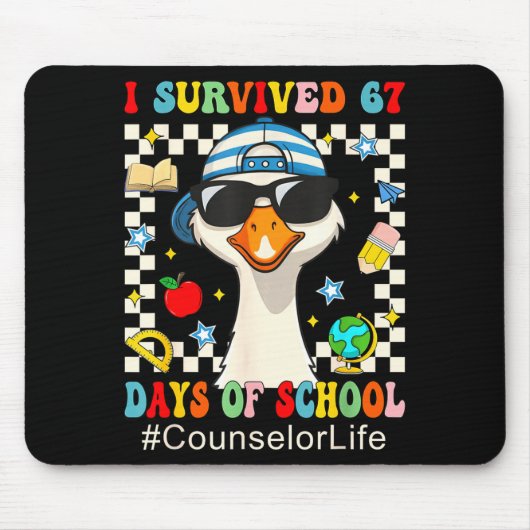 I Survived 67 Days Of School Funny Goose Boys Coun Mousepad (Vorne)