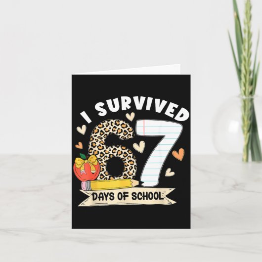I Survived 67 Days Of School Funny Leopard Student Karte (Vorderseite)