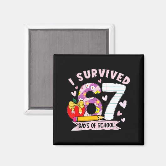 I Survived 67 Days Of School Funny Leopard Student Magnet (Vorderseite/Rückseite)