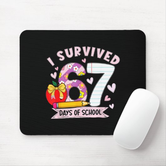 I Survived 67 Days Of School Funny Leopard Student Mousepad (Mit Mouse)