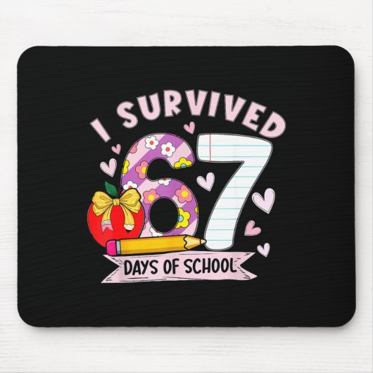 I Survived 67 Days Of School Funny Leopard Student Mousepad (Vorne)