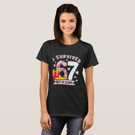 I Survived 67 Days Of School Funny Leopard Student T-Shirt (Vorne ganz)