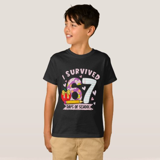 I Survived 67 Days Of School Funny Leopard Student T-Shirt (Vorne ganz)