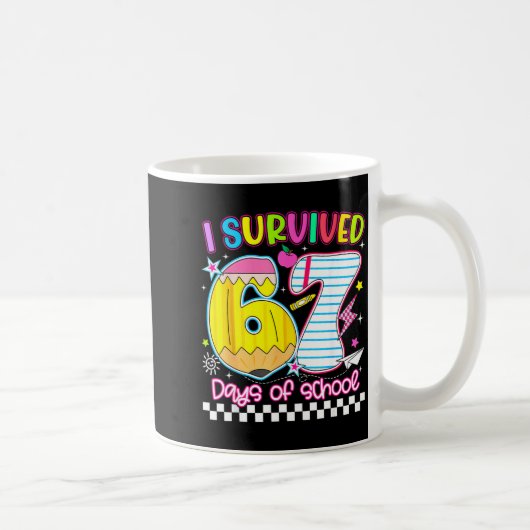 I Survived 67 Days Of School Funny Meme Boy Girl T Kaffeetasse (Rechts)