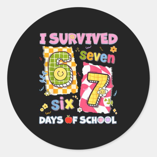 I Survived 67 Days Of School Funny Meme Boy Girl T Runder Aufkleber (Vorderseite)