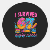 I Survived 67 Days Of School Funny Meme Ice Cream Runder Aufkleber (Vorderseite)
