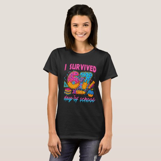 I Survived 67 Days Of School Funny Meme Ice Cream  T-Shirt (Vorne ganz)
