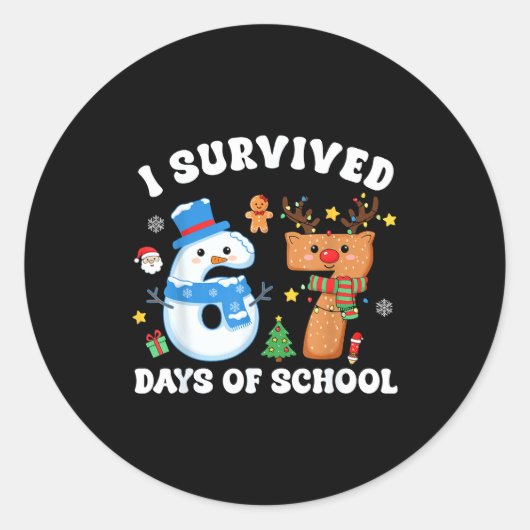 I Survived 67 Days Of School Funny Meme Six Seven Runder Aufkleber (Vorderseite)