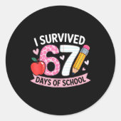 I Survived 67 Days Of School Funny Meme Student Te Runder Aufkleber (Vorderseite)