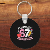 I Survived 67 Days Of School Funny Meme Student Te Schlüsselanhänger (Vorderseite)