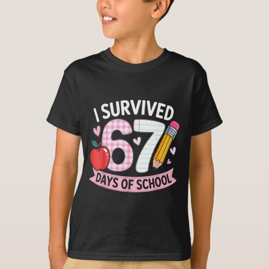 I Survived 67 Days Of School Funny Meme Student Te T-Shirt (Vorderseite)