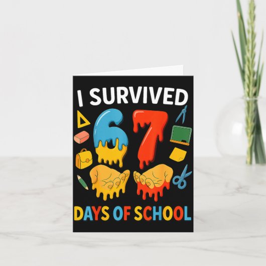 I Survived 67 Days Of School Funny Meme Teacher St Karte (Vorderseite)