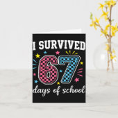 I Survived 67 Days Of School Funny Meme Teacher St Karte (Gelbe Blume)
