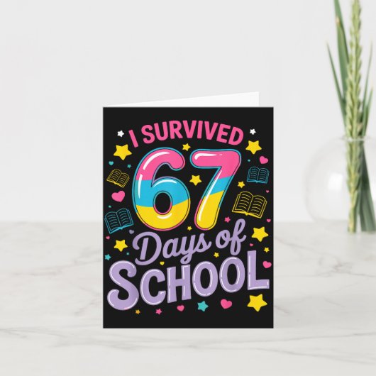 I Survived 67 Days Of School Funny Meme Teacher St Karte (Vorderseite)