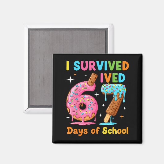 I Survived 67 Days Of School Funny Meme Teacher St Magnet (Vorderseite/Rückseite)