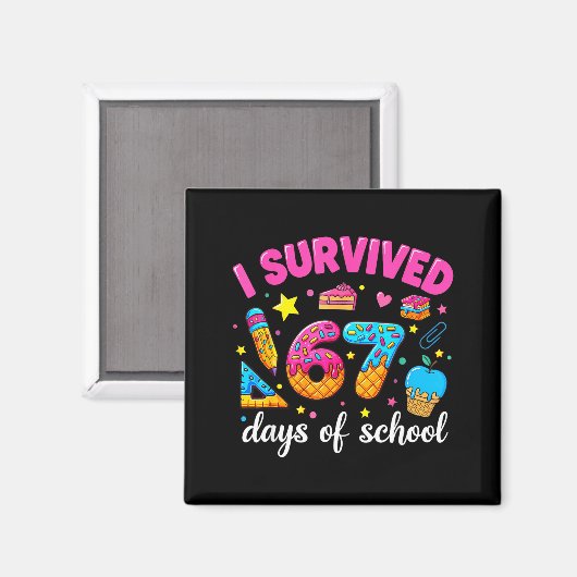I Survived 67 Days Of School Funny Meme Teacher St Magnet (Vorderseite/Rückseite)
