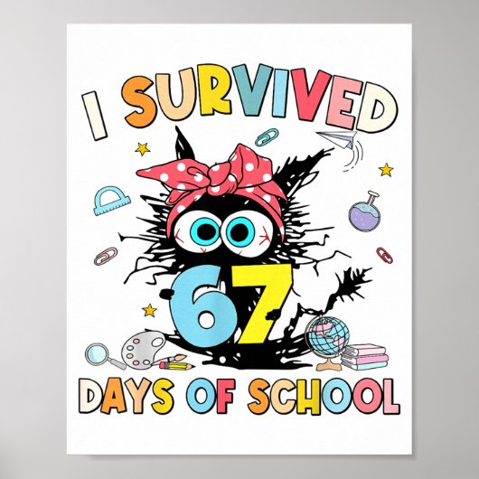 I Survived 67 Days Of School Funny Meme Teacher St Poster (Vorne)