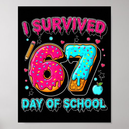 I Survived 67 Days Of School Funny Meme Teacher St Poster (Vorne)