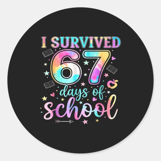 I Survived 67 Days Of School Funny Meme Teacher St Runder Aufkleber (Vorderseite)