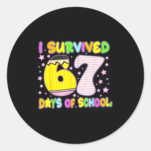 I Survived 67 Days Of School Funny Meme Teacher St Runder Aufkleber (Vorderseite)