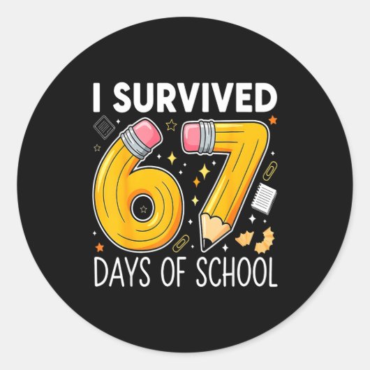 I Survived 67 Days Of School Funny Meme Teacher St Runder Aufkleber (Vorderseite)