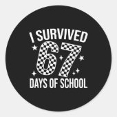 I Survived 67 Days Of School Funny Meme Teacher St Runder Aufkleber (Vorderseite)