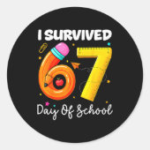 I Survived 67 Days Of School Funny Meme Teacher St Runder Aufkleber (Vorderseite)