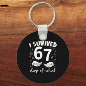 I Survived 67 Days Of School Funny Meme Teacher St Schlüsselanhänger (Vorderseite)