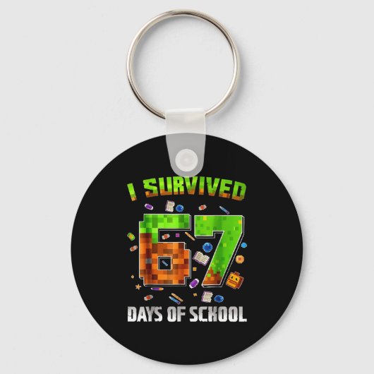 I Survived 67 Days Of School Funny Meme Teacher St Schlüsselanhänger (Vorderseite)