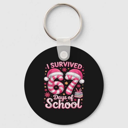 I Survived 67 Days Of School Funny Meme Teacher St Schlüsselanhänger (Vorderseite)