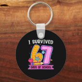 I Survived 67 Days Of School Funny Meme Teacher St Schlüsselanhänger (Vorderseite)