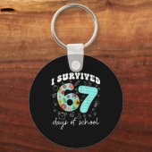 I Survived 67 Days Of School Funny Meme Teacher St Schlüsselanhänger (Vorderseite)