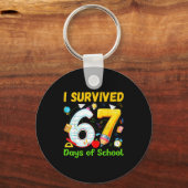 I Survived 67 Days Of School Funny Meme Teacher St Schlüsselanhänger (Vorderseite)