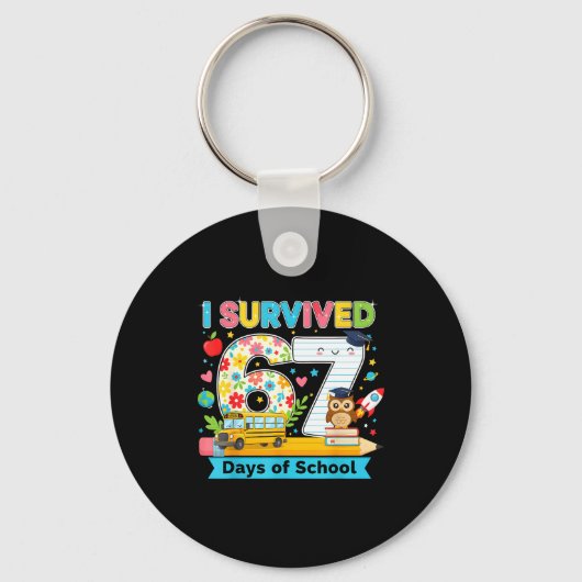 I Survived 67 Days Of School Funny Meme Teacher St Schlüsselanhänger (Vorderseite)