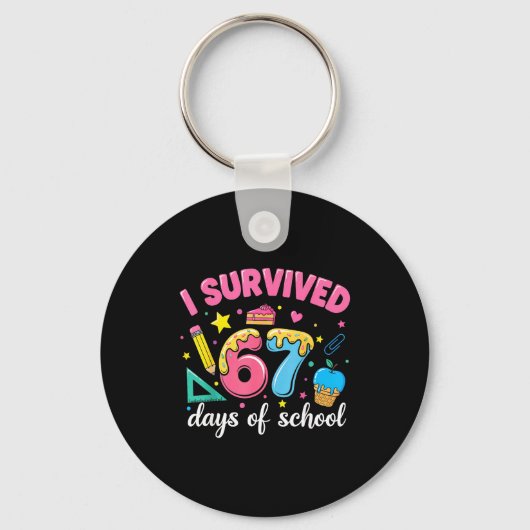 I Survived 67 Days Of School Funny Meme Teacher St Schlüsselanhänger (Vorderseite)