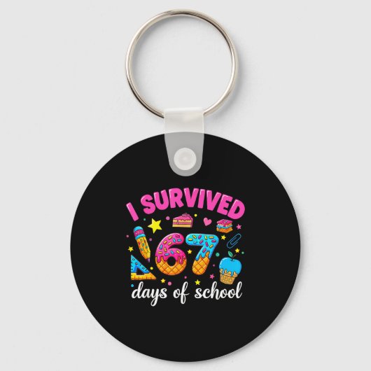 I Survived 67 Days Of School Funny Meme Teacher St Schlüsselanhänger (Vorderseite)