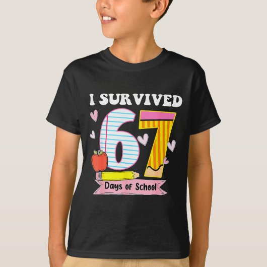 I Survived 67 Days Of School Funny Meme Teacher St T-Shirt (Vorderseite)