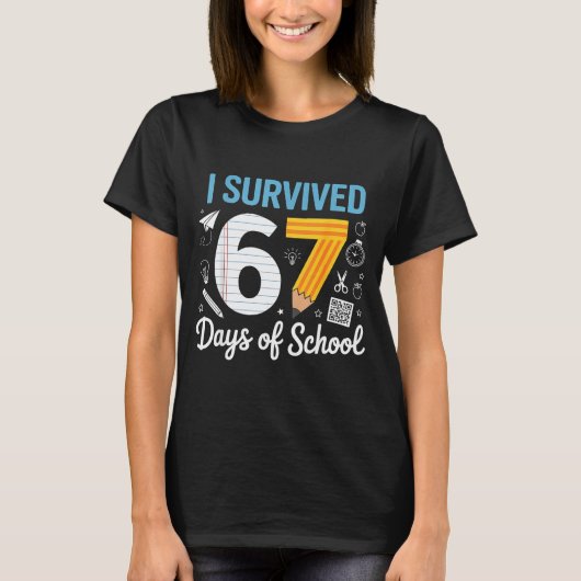 I Survived 67 Days Of School Funny Meme Teacher St T-Shirt (Vorderseite)