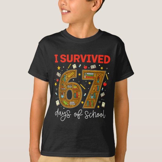 I Survived 67 Days Of School Funny Meme Teacher St T-Shirt (Vorderseite)