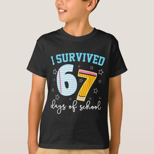I Survived 67 Days Of School Funny Meme Teacher St T-Shirt (Vorderseite)