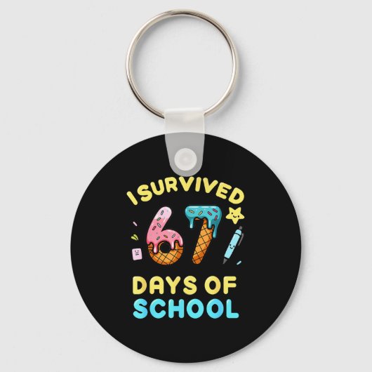 I Survived 67 Days Of School Funny Six Seven 6 7 M Schlüsselanhänger (Vorderseite)