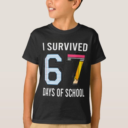 I Survived 67 Days Of School Funny Six Seven 6 7 M T-Shirt (Vorderseite)