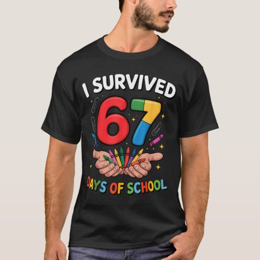 I Survived 67 Days Of School Funny Six Seven 6 7 M T-Shirt (Vorderseite)