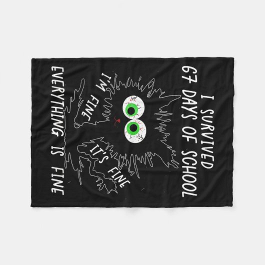 I Survived 67 Days Of School Funny Six Seven  Fleecedecke (Vorderseite (Horizontal))