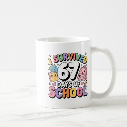 I Survived 67 Days Of School Funny Six Seven Meme Kaffeetasse (Rechts)