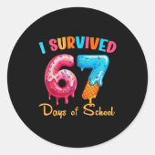 I Survived 67 Days Of School Funny Six Seven Meme Runder Aufkleber (Vorderseite)