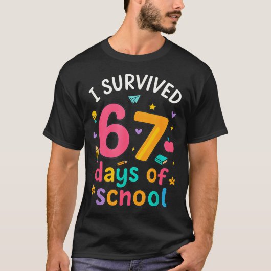 I Survived 67 Days Of School Funny Six Seven Meme T-Shirt (Vorderseite)