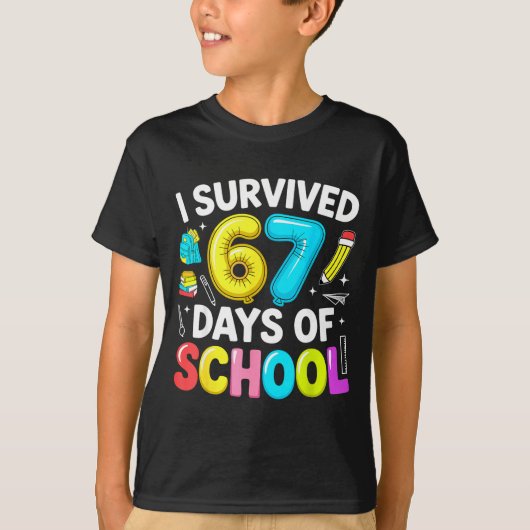 I Survived 67 Days Of School Funny Six Seven Meme  T-Shirt (Vorderseite)